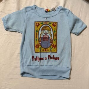 Vintage Pippi Longstocking Blue Kids Shirt 6x